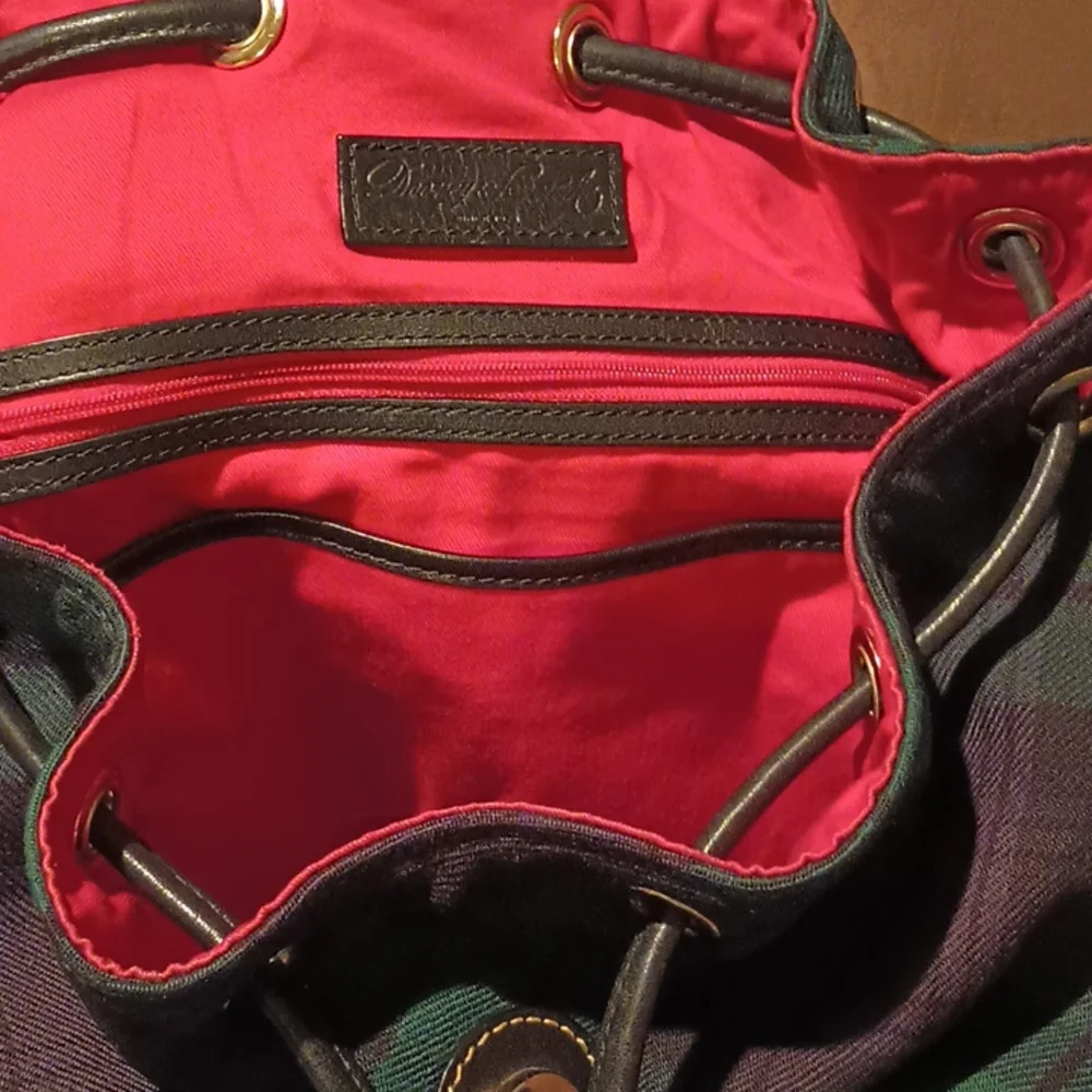 Dooney & Bourke Plaid Drawstring BackPack - Picture 3 of 5